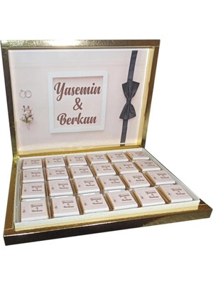 Blackeye Chocolate Söz Nişan Nikah Çikolatası 72 Adet Madlen Çikolata Altın Kutu