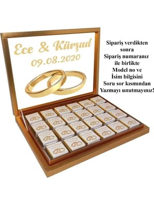 Blackeye Chocolate Kişiye Özel Isimli Söz Nişan Nikah Çikolatası (72 Adet Madlen Çikolata) Altın Kutu