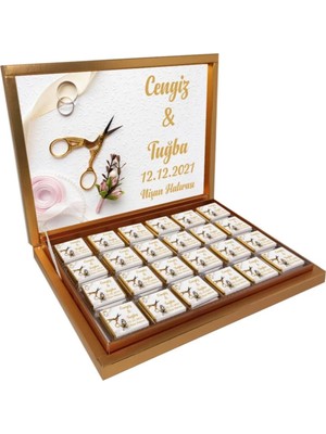 Blackeye Chocolate Söz Nişan Nikah Çikolatası 72 Adet Madlen Çikolata Altın Kutu
