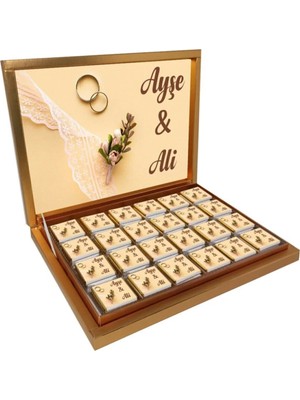 Blackeye Chocolate Söz Nişan Nikah Çikolatası (72 Adet Madlen Çikolata) Altın Kutu