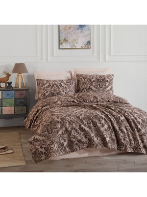 Enlora Home Baskılı Pike Takımı Çift Kişilik Muster Kahve