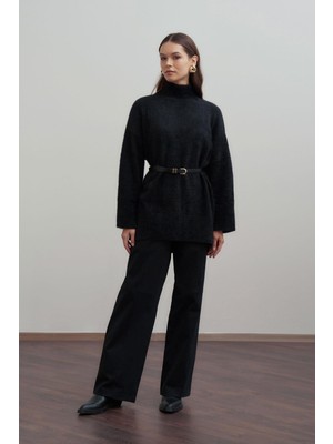 Allday W55046A0 Kadın Balıkçı Yaka Sakal Iplik Triko Kazak