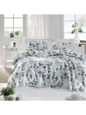 Enlora Home Baskılı Pike Takımı Çift Kişilik Sabine Yeşil