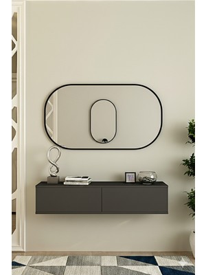 Feyza Design Dresuar ve Antre Hol Rafı, 120CM, Antrasit - Modern Tasarım