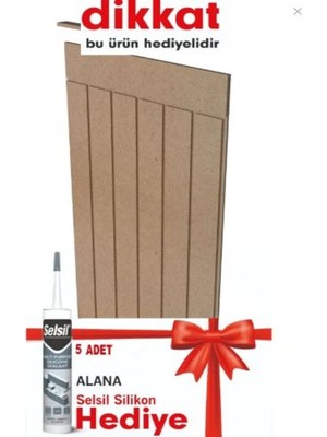 Agt Dekoratif Duvar Paneli ( 54 x 100 cm ) Boyanabilir Ahşap 6 mm Ham Mdf Duvar Paneli 5 Adet