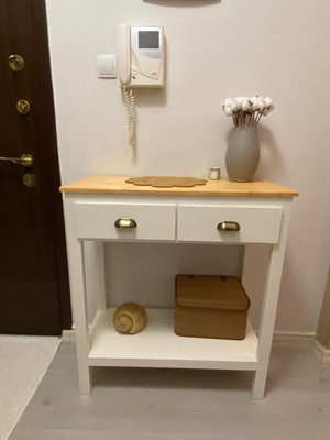 Feyza Design Beyaz Ahşap Dresuar Modeli Kahve Standı - 90 cm Yükseklik