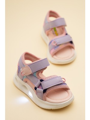 Dilimler Ayakkabı Şirinbebe Ortopedik Kız Bebek Sandalet Lila Işıklı Taban Cırtlıyan Kapalı
