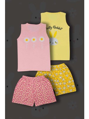 Gri Mor Tekstil 2'li Kadın Pamuklu Sıfır Kollu Şortlu Pijama Takımı