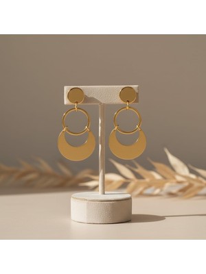 Allivo Altın Renk Çoklu Halka Sallantılı Çelik Küpe