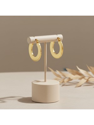 Allivo Altın Renk Kalın Halka Çelik Küpe