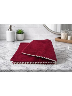 Türkühome Krem Istiridye Dikişli %100 Pamuk Yumuşak Dokulu Yüksek Su Emici 2'li Banyo Havlu SETI|50X90-70X130