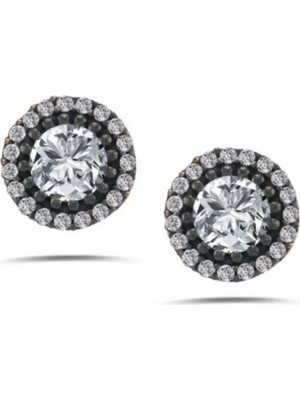 Eyelashes Silver 925 Ayarr Gümüş Elmas Möntörlü Vidali Rose Renk Küpe