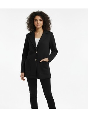 Lyvean Bol Kesim Erkek Yaka 3 Iplik Penye Ceket