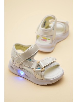 Dilimler Ayakkabı Şirinbebe Ortopedik Kız Bebek Sandalet Sedef Işıklı Taban Cırtlıyan Kapalı