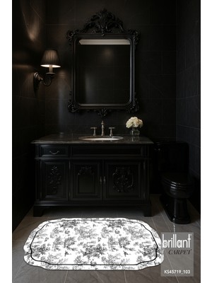 Brillant Toile De Jouy Temalı Tekli Lateks Taban Banyo Paspası (80X120)
