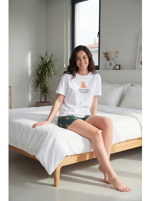 Lela % 100 Pamuk Regular Fit Desenli Şortlu Pijama Takımı Bayan Pijama Takımı 65790782