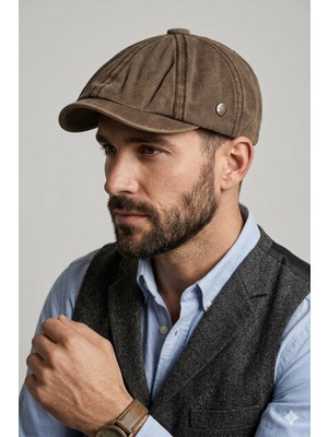 mercantoptan %100 Pamuk Yıkamalı Eskitme Yazlık Model Ingiliz 8 Parca Kasket Sapka