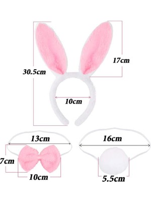 Zenvia Tavşan Kostüm Seti Taç Papyon Kuyruk Pembe Renk