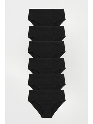 Amarelle Mila Siyah Yüksek Bel 6'lı Paket Pamuklu Külot