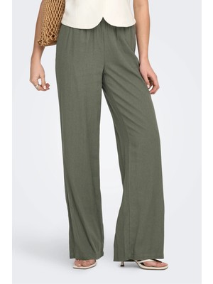 Only Onlgoa Keten Karışımlı Straight Fit Orta Bel Pantolon Bayan Pantolon 15363676