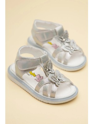 Dilimler Ayakkabı Şirinbebe Ortopedik Kız Bebek Sandalet Sedef Kelebek Detaylı