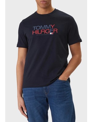 Tommy Hilfiger Logolu % 100 Pamuk Regular Fit Bisiklet Yaka T Shirt Erkek T Shirt MW0MW42369 Dw5