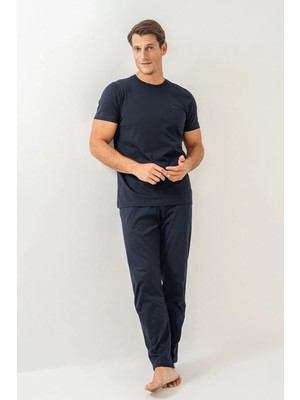 Derya Kurşun Bisiklet Yaka Kısa Kol Erkek Pijama Takım 3696