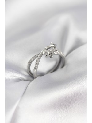 Zenvia Gümüş Renk Zirkon Taşlı Halley Model Kadın Yüzük - TJ-BYK3970