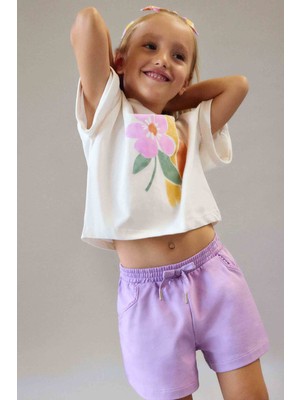 Mayoral Kız Çocuk Baskılı Saç Tokalı Tişörtü - Kemik