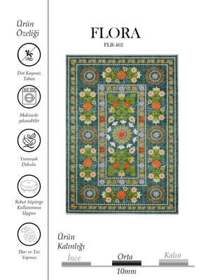 Kilim Home Flora Anatolia Garden Etnik Desenli Yıkanabilir Pamuk Taban Modern Halı 462