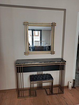 Feyza Design Antrasit Renkli Metal Mermer Dresuar Borulu Model