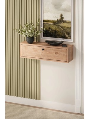 Bofigo Duvara Monte Dresuar Tek Bölmeli Dresuar Kapaklı Konsol 70 cm Antre Hol Yağmur Çam