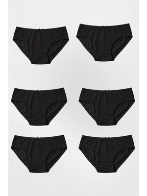 Amarelle Mila Siyah Normal Bel 6'lı Paket Pamuklu Külot