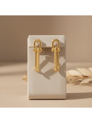 Allivo Altın Renk Zincir Detaylı Sallantılı Çelik Küpe