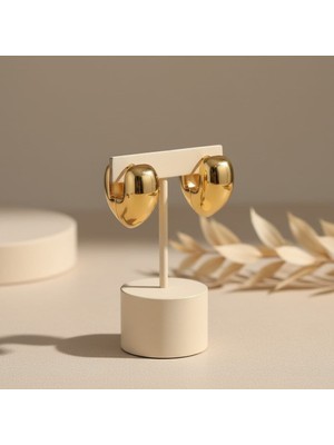 Allivo Altın Renk Bombeli Minimal Çelik Küpe