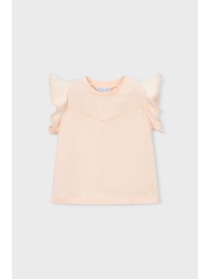 Mayoral Kız Çocuk Fırfır Kol ve Dantel Detaylı T-Shirt - Somon