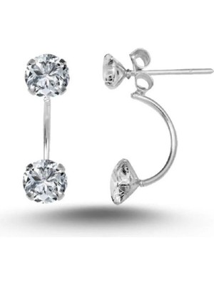 Eyelashes Silver 925 Ayar Gümüş Kristal Taşlı Ikili Küpe