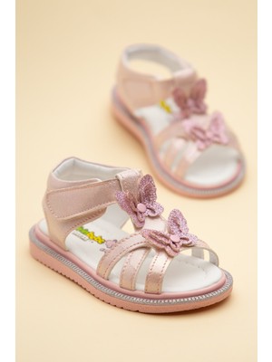 Dilimler Ayakkabı Şirinbebe Ortopedik Kız Bebek Sandalet Pembe Kelebek Detaylı