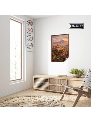 Akıllı Kağıt Türkiye Iller Tablo - Poster Ağrı (Model-37)