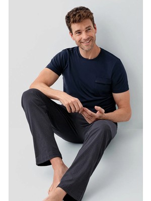 Derya Kurşun Bisiklet Yaka Kısa Kol Erkek Pijama Takım 3690