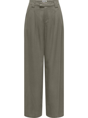 Only Onlsvea Keten Karışımlı Regular Fit Orta Bel Pantolon Bayan Pantolon 15364120