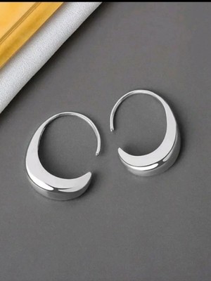 Eyelashes Silver 925 Ayar Gümüş Yarım Ay Küpe