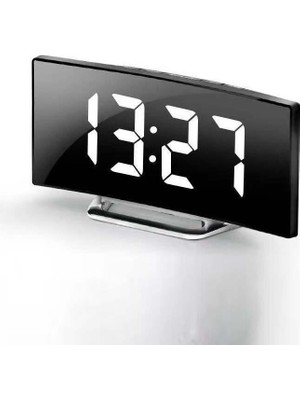 Valkyrie Alarmlı LED Dereceli Curved Siyah Dijital Masa Saati Dikdörtgen Şekil ile Modern Tasarım