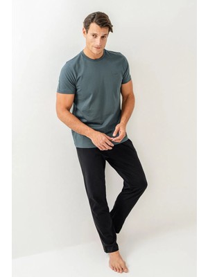 Derya Kurşun Bisiklet Yaka Kısa Kol Erkek Pijama Takım 3696