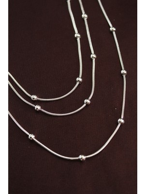 Zenvia 316L Çelik Gümüş Renk Minimal Topçuk Model Çoklu Kolye - TJ-BKO6332