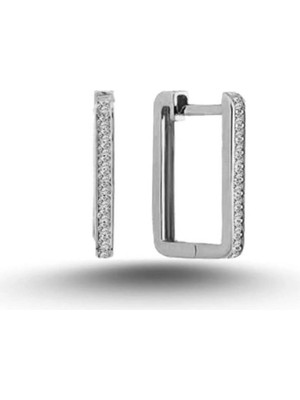 Eyelashes Silver 925 Ayar Gümüş Dikdörtgen Kristal Taşlı Vintage Küpe