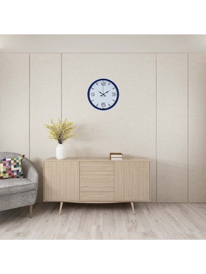 MidasTech Lacivert Çerçeveli Beyaz Kadran 36 cm Duvar Saati