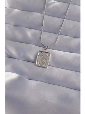 Zenvia 316L Çelik Zincir Gümüş Renk Zirkon Taşlı Ay Yıldız Figürlü Tarot Kolye - TJ-BKO9022