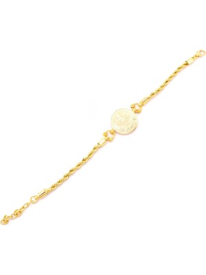 ferizz altın kaplama  burgu zincirli reşatlı bileklik blk-1236