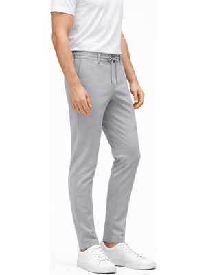 Yazı Erkek Slim Fit Dar Kesim Beli Bağlamalı Yan Cepli Casual Jogger Pantolon